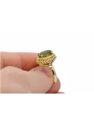 Or jaune 14 carats Péridot jaune Anneau Style vintage vrc068y